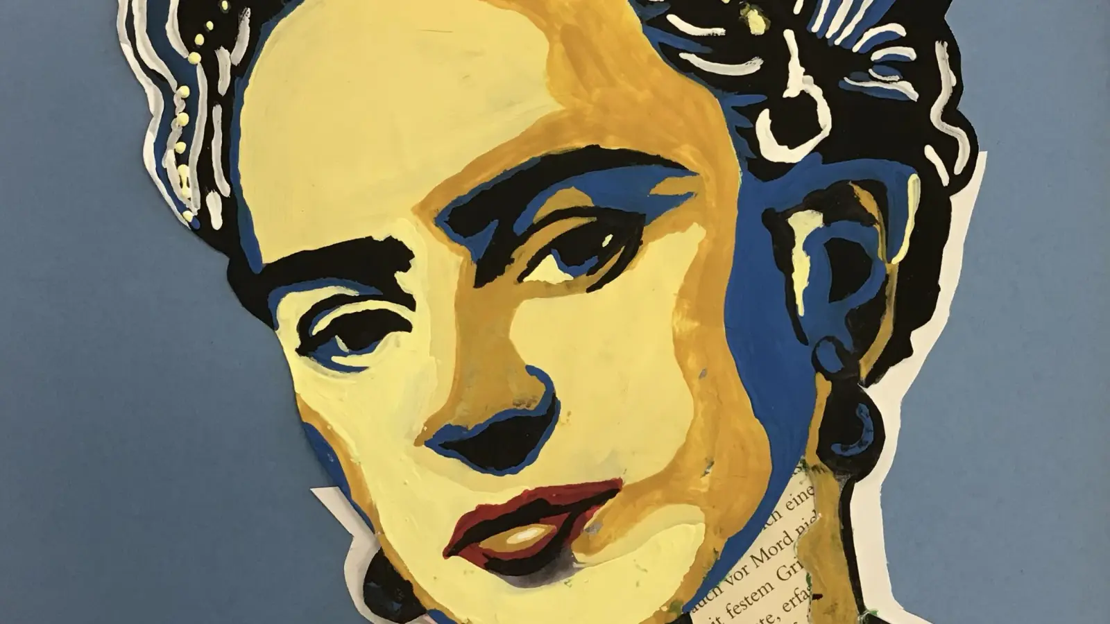 Ikone der Selbstbestimmung und der inneren Stärke: Ein malerisches Porträt – mit Collageelementen – der bekannten mexikanischen Malerin Frida Kahlo.  (Foto: privat)