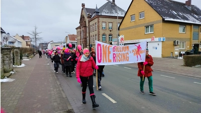 Rund 150 Menschen nehmen an der Kundgebung „One Billion Rising” teil und setzen ein Zeichen gegen Gewalt an Frauen und Mädchen.  (Foto: privat)