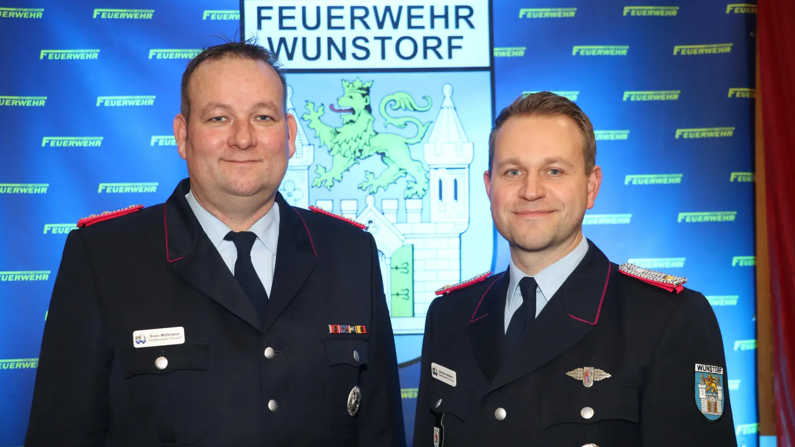 Tragen die Verantwortung (v.li.): Ortsbrandmeister Sven Möllmann und sein Vertreter Dennis Heidorn (Archivbild 2025). (Archivbild: gi)