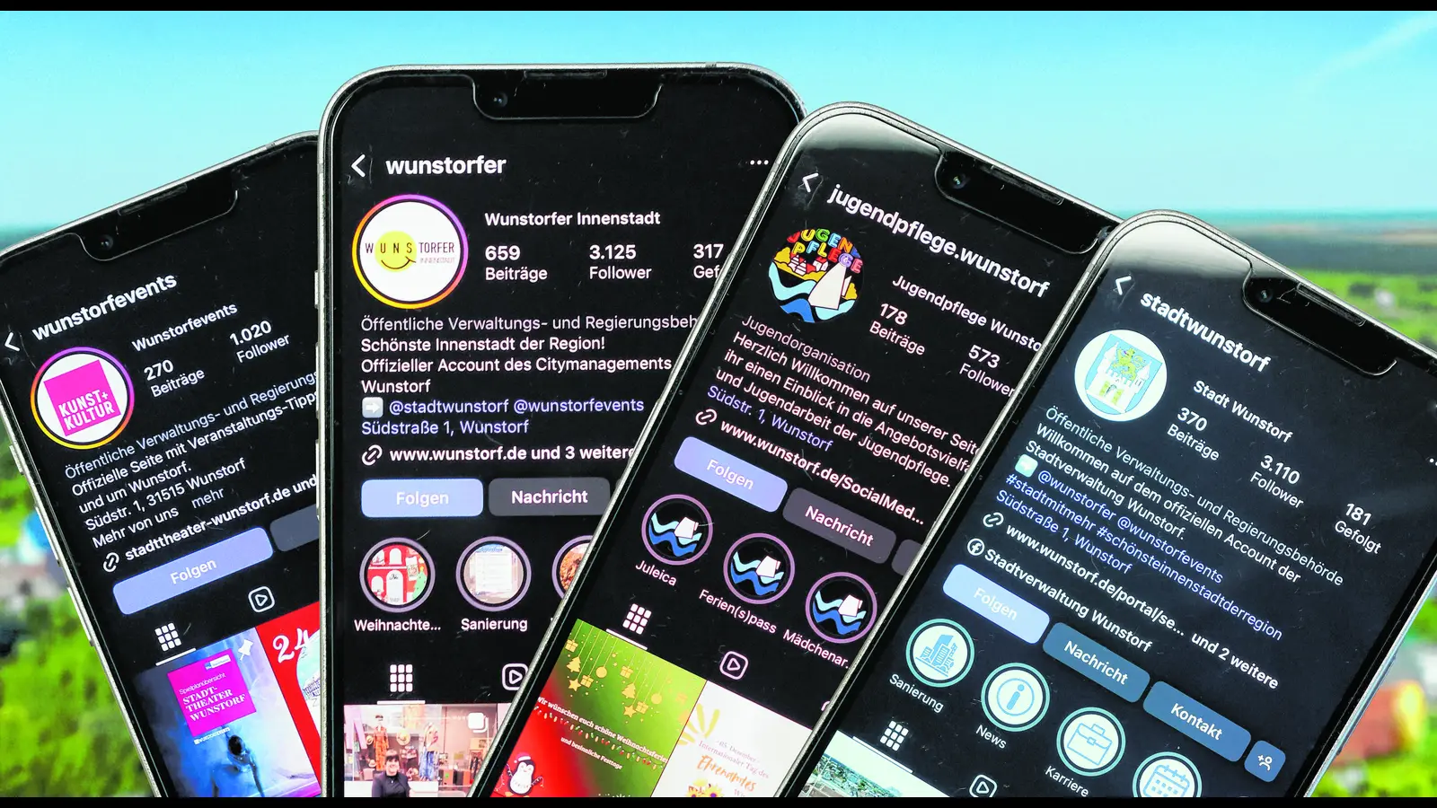 Sollen Zielgruppen erreichen: Die Social Media-Kanäle der Stadt. (Grafik: Wunstorfer Stadtanzeiger)