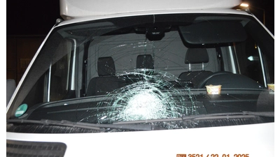 Die zerstörte Lkw-Frontscheibe. (Foto: privat)