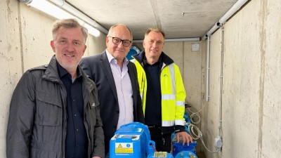 Neu Übergabestation zu den Harzwasserwerken in Betrieb genommen (v.li.) Thomas Gerberding, Sebastian Kratz und Lars Priebe.<br> (Foto: privat)