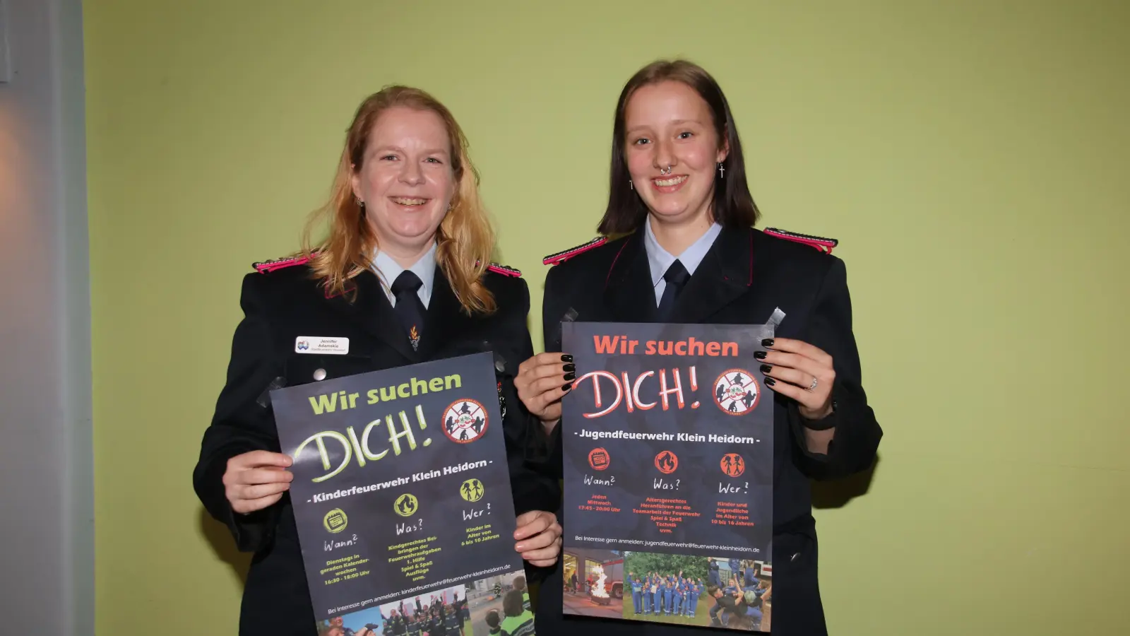 Freuen sich über neue Mitglieder: Leiterin der Kinderfeuerwehr Jennifer Adamskie (li.) und Betreuerin in der Jugendfeuerwehr Laura-Sophie Schildt. (Foto: gi)