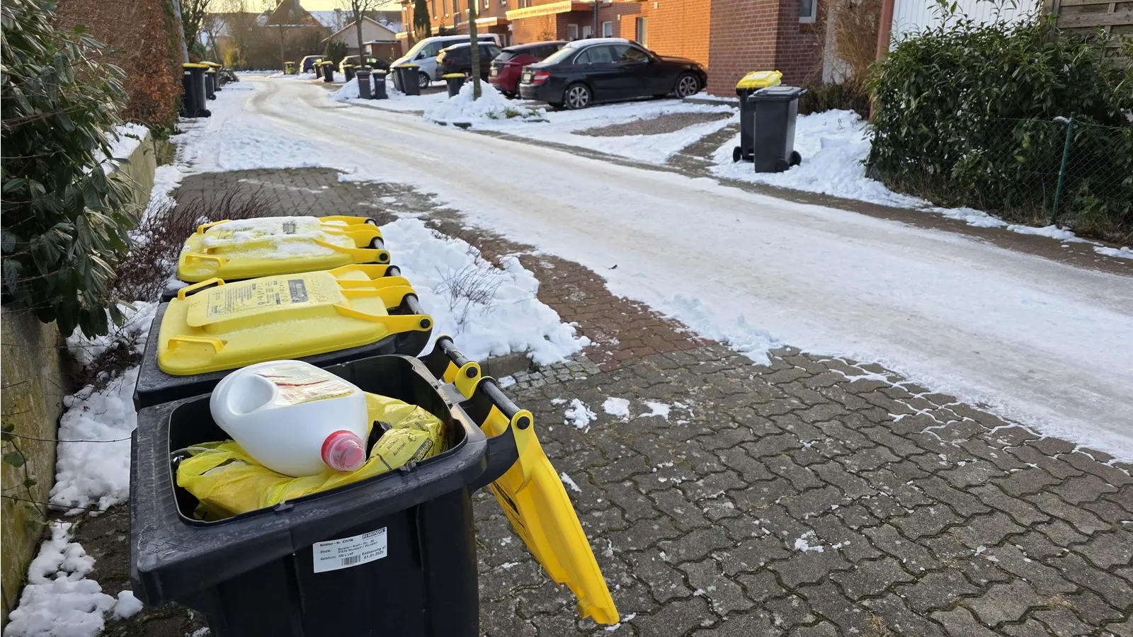 Volle Tonnen: Der Entsorger Remondis hat in einigen Straßen auf die Leerung verzichtet.  (Foto: tau)