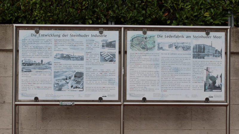 Erinnert an industrielle Zeiten in Steinhude: Tafeln zu Industrienanlagen und Lederfabrik. (Foto: wb)
