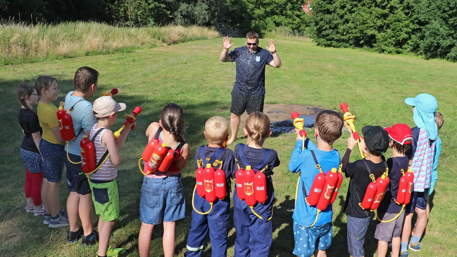 Der Test hat geklappt, Marvin Nowak war pitschnass.  (Foto: gi)