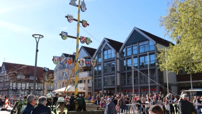 Vollbracht: Der Maibaum steht.  (Foto: gi)