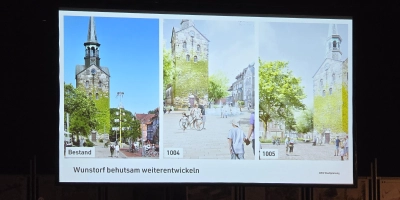Im Stadttheater: Die Vorstellung der Entwürfe zur Innenstadtsanierung. (Foto: tau)