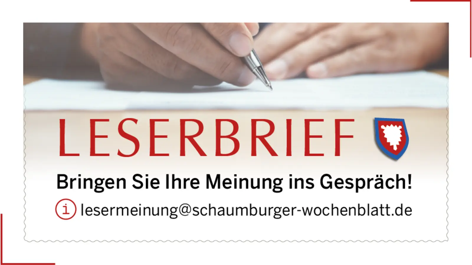 “Die Redaktion weist darauf hin, dass der Inhalt der Leserbriefe die Ansicht der Einsender wiedergibt, die mit der Meinung der Redaktion oder des Verlags nicht unbedingt übereinstimmt.” (Foto: privat)