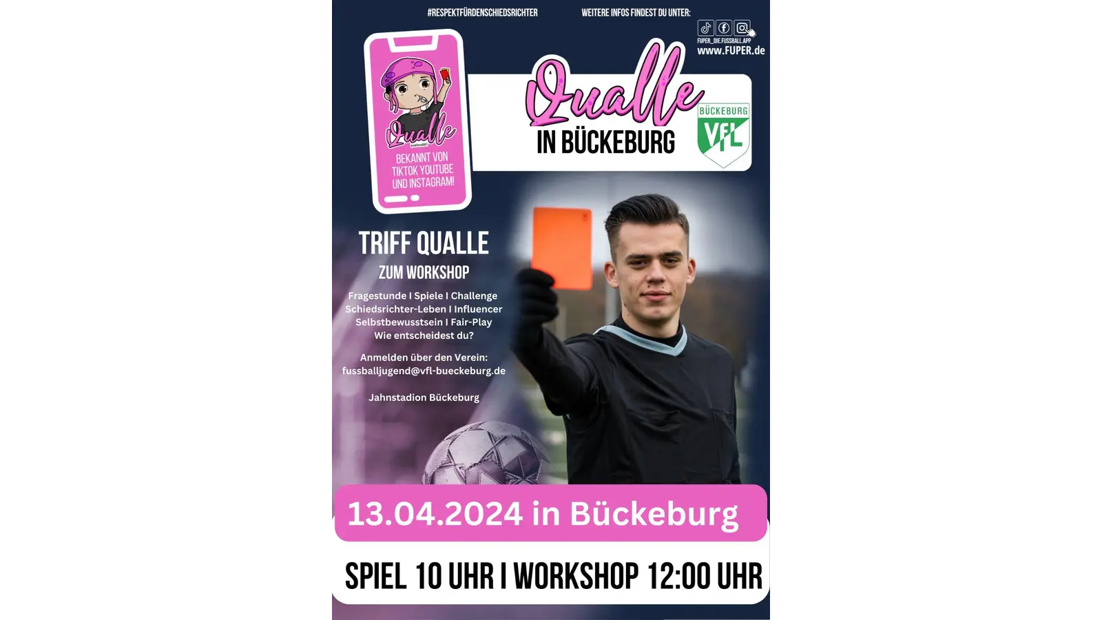 Der aus TikTok, YouTube und Instagram bekannte Fußballschiedsrichter Qualle kommt nach Bückeburg. (Foto: privat)