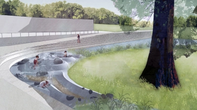 Der geplante Teich an der Liegewiese im Kurpark. (Foto: huttereimann)