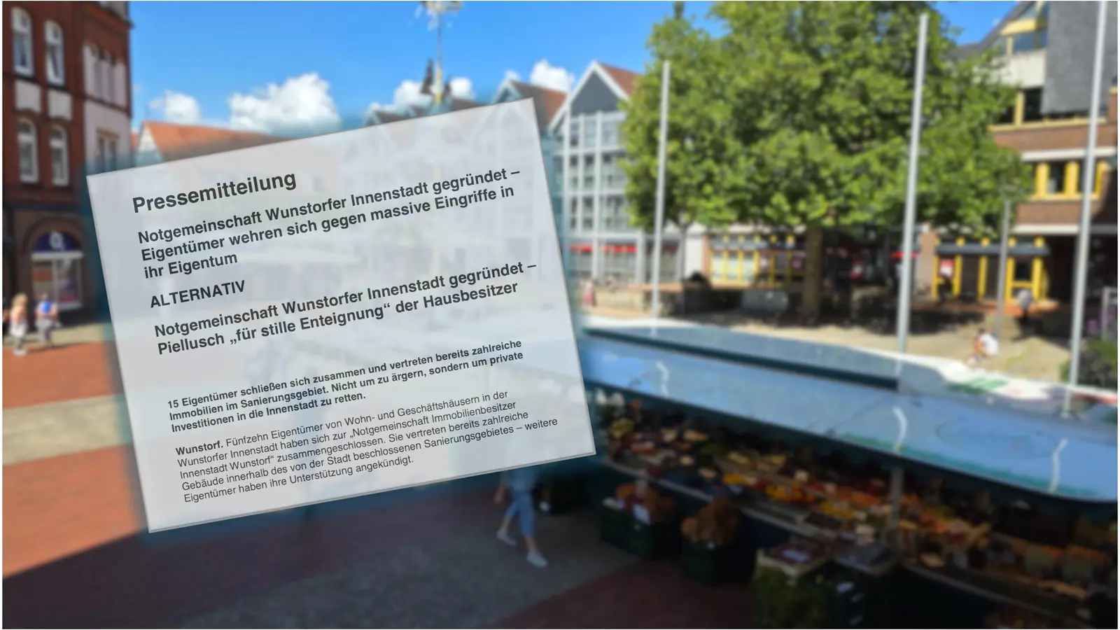 Hat sich gegründet: Die Notgemeinschaft Wunstorfer Innenstadt. (Foto: tau, Bildmontage)