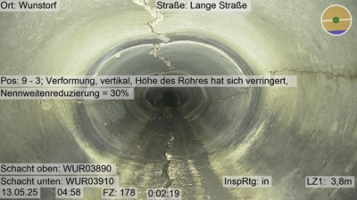 Brüche und Deformationen: Die Kanaluntersuchung zeigt Schäden an vielen Stellen.  (Foto: Stadt Wunstorf)