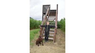 Moritz Schweer (10) und Labrador-Hündin Lilli kennen den Weg. Entweder nach links oder nach rechts - verraten wird nichts. (Foto: ab)