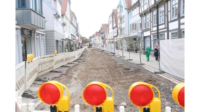 Noch befindet sich die Obernstraße in der Umbauphase. Startet die Erneuerung des Marktplatzes, soll der Wochenmarkt zwischenzeitlich auf der Obernstraße seinen Standort finden. 