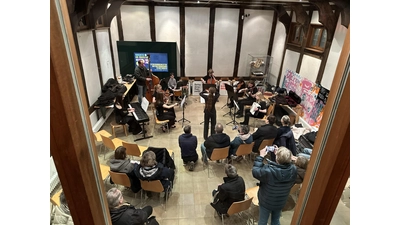 Das Streichorchester des Ratsgymnasium spielt im Museum Amtspforte.  (Foto: Davar)