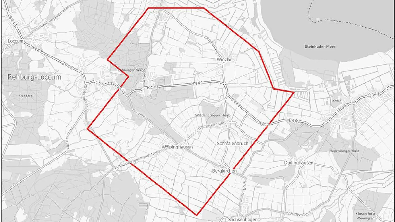 Zwischen Loccum im Westen und dem Steinhuder Meer im Osten: Das Feld ist knapp 31,5 Quadratkilometer groß. (Foto: LBEG)