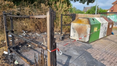 Im vergangenen Jahr niedergebrannt: Ein Papiercontainer in der Straße Nordrehr. (Foto: tau)