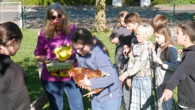 Klassenlehrerin Christiane Kizio leitet die Schüler an. (Foto: gk)