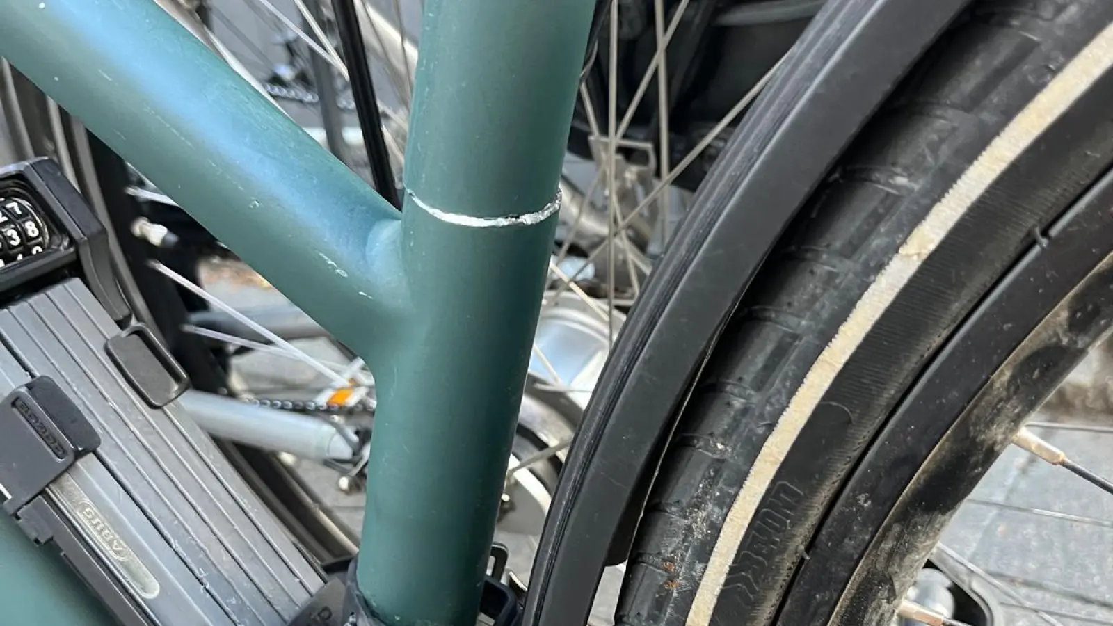 Das Bild zeigt den beschädigten Rahmen. (Foto: privat)