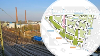 Der neue Oststadtbogen: So sehen die skizzenhaften Planungen zum Vion-Gelände aus. (Foto: tau/Stadt Wunstorf)