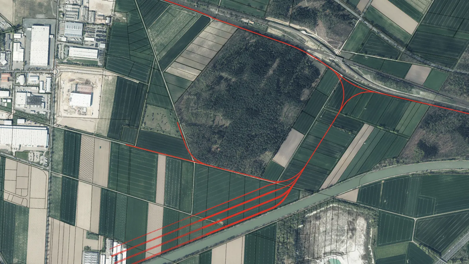 Gewerbegebiet Wunstorf-Süd: Trassenskizze für eine alternative Gütergleis-Anbindung. (Foto: Stadt Wunstorf)