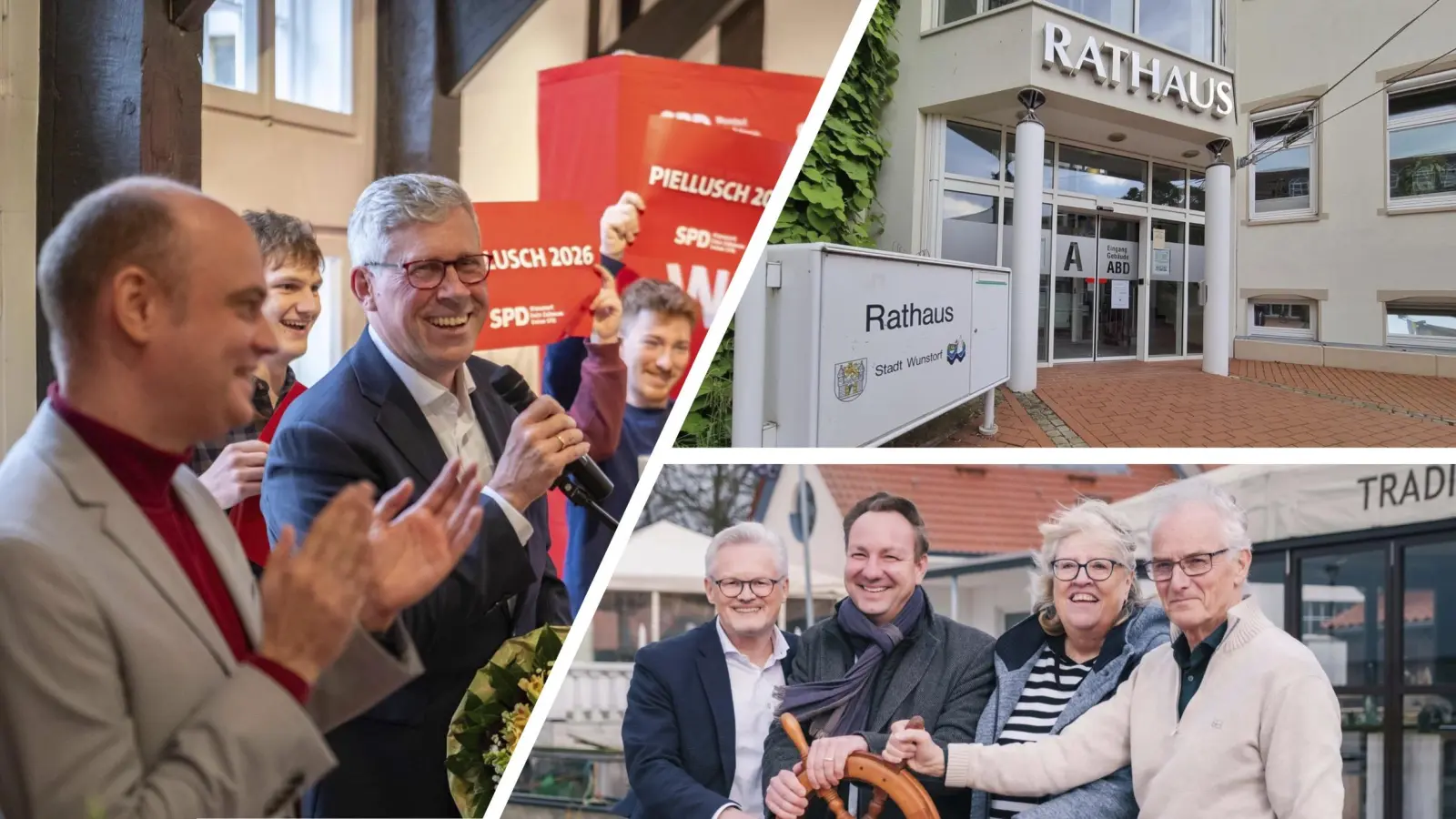 Kampf ums Rathaus: Bislang bewerben sich zwei Kandidaten. (Foto: tau, privat, Felix Müller, Bildmontage)